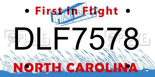 DLF7578 North Carolina License Plate