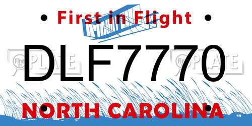 DLF7770 North Carolina License Plate