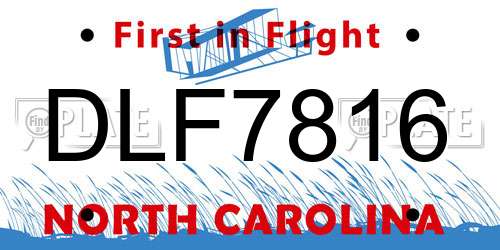 DLF7816 North Carolina License Plate