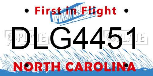 DLG4451 North Carolina License Plate