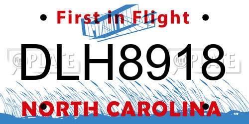 DLH8918 North Carolina License Plate