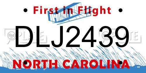 DLJ2439 North Carolina License Plate