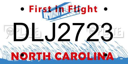 DLJ2723 North Carolina License Plate