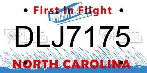 DLJ7175 North Carolina License Plate