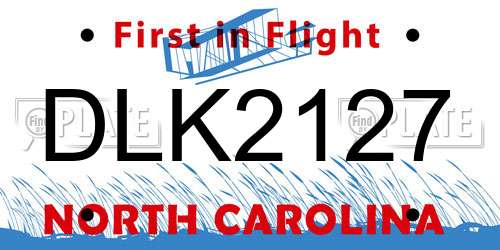 DLK2127 North Carolina License Plate