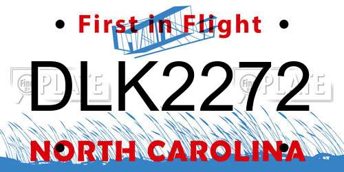 DLK2272 North Carolina License Plate