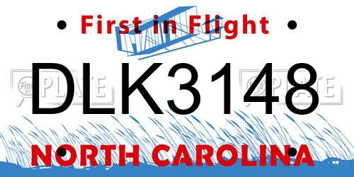 DLK3148 North Carolina License Plate
