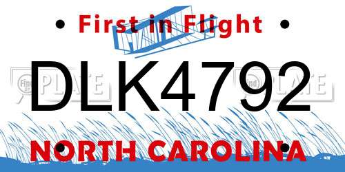 DLK4792 North Carolina License Plate