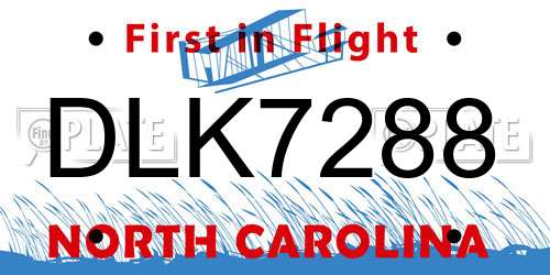 DLK7288 North Carolina License Plate