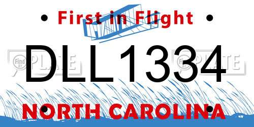 DLL1334 North Carolina License Plate