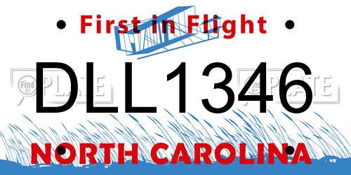 DLL1346 North Carolina License Plate