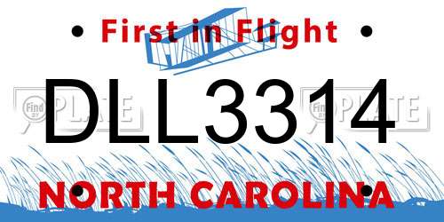 DLL3314 North Carolina License Plate