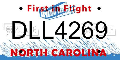 DLL4269 North Carolina License Plate