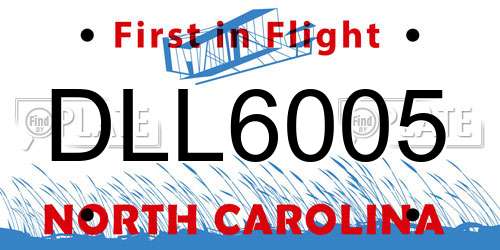 DLL6005 North Carolina License Plate