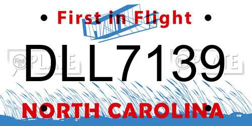 DLL7139 North Carolina License Plate