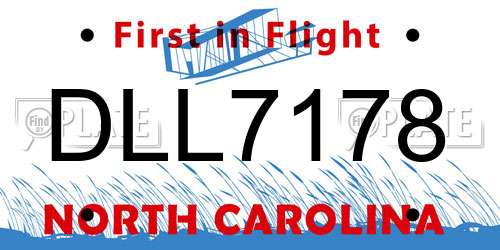 DLL7178 North Carolina License Plate