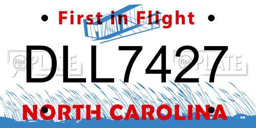 DLL7427 North Carolina License Plate