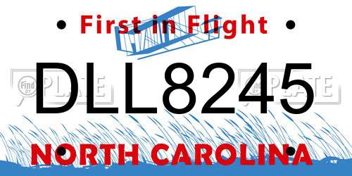 DLL8245 North Carolina License Plate