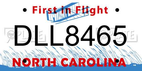 DLL8465 North Carolina License Plate