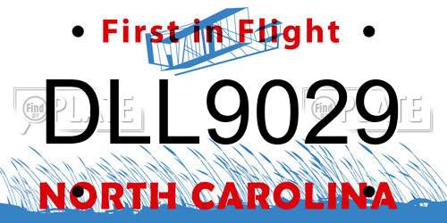 DLL9029 North Carolina License Plate