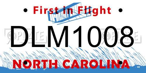 DLM1008 North Carolina License Plate