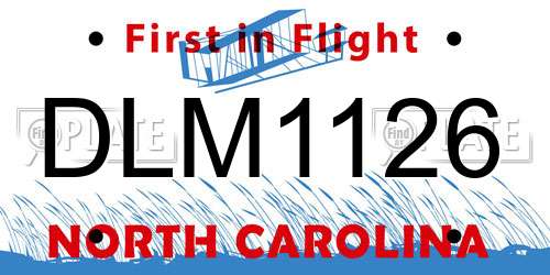 DLM1126 North Carolina License Plate