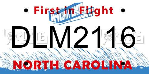 DLM2116 North Carolina License Plate