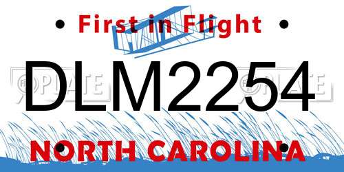 DLM2254 North Carolina License Plate