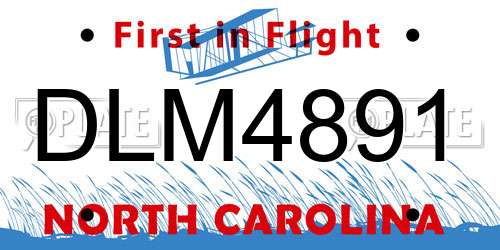 DLM4891 North Carolina License Plate