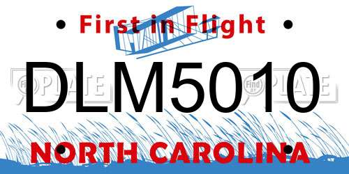 DLM5010 North Carolina License Plate