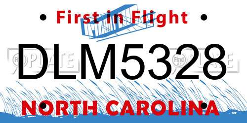 DLM5328 North Carolina License Plate