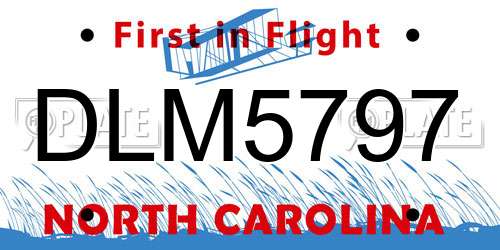 DLM5797 North Carolina License Plate