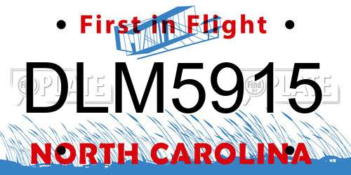 DLM5915 North Carolina License Plate