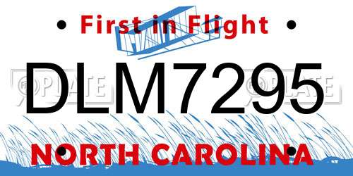DLM7295 North Carolina License Plate