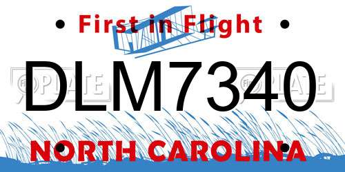 DLM7340 North Carolina License Plate