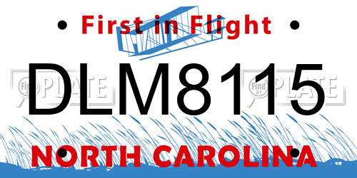DLM8115 North Carolina License Plate