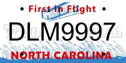 DLM9997 North Carolina License Plate