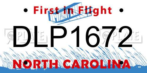 DLP1672 North Carolina License Plate