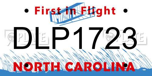 DLP1723 North Carolina License Plate