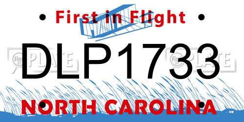 DLP1733 North Carolina License Plate