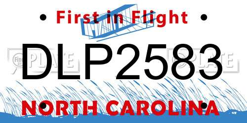 DLP2583 North Carolina License Plate