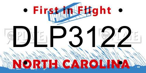 DLP3122 North Carolina License Plate