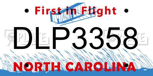 DLP3358 North Carolina License Plate
