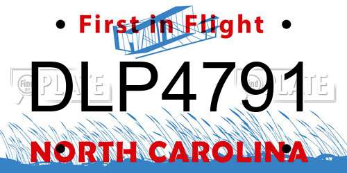 DLP4791 North Carolina License Plate