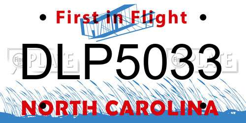 DLP5033 North Carolina License Plate