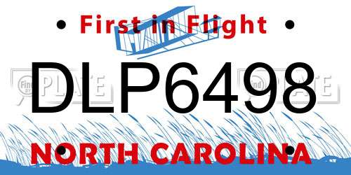 DLP6498 North Carolina License Plate