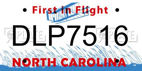 DLP7516 North Carolina License Plate