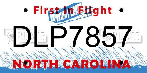 DLP7857 North Carolina License Plate