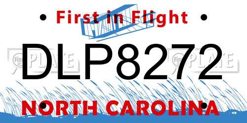 DLP8272 North Carolina License Plate
