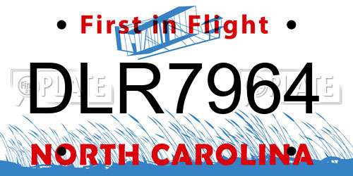 DLR7964 North Carolina License Plate